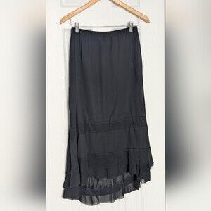 Women's Black Lined & Elastic Waist High-Low/Mullet Maxi Skirt